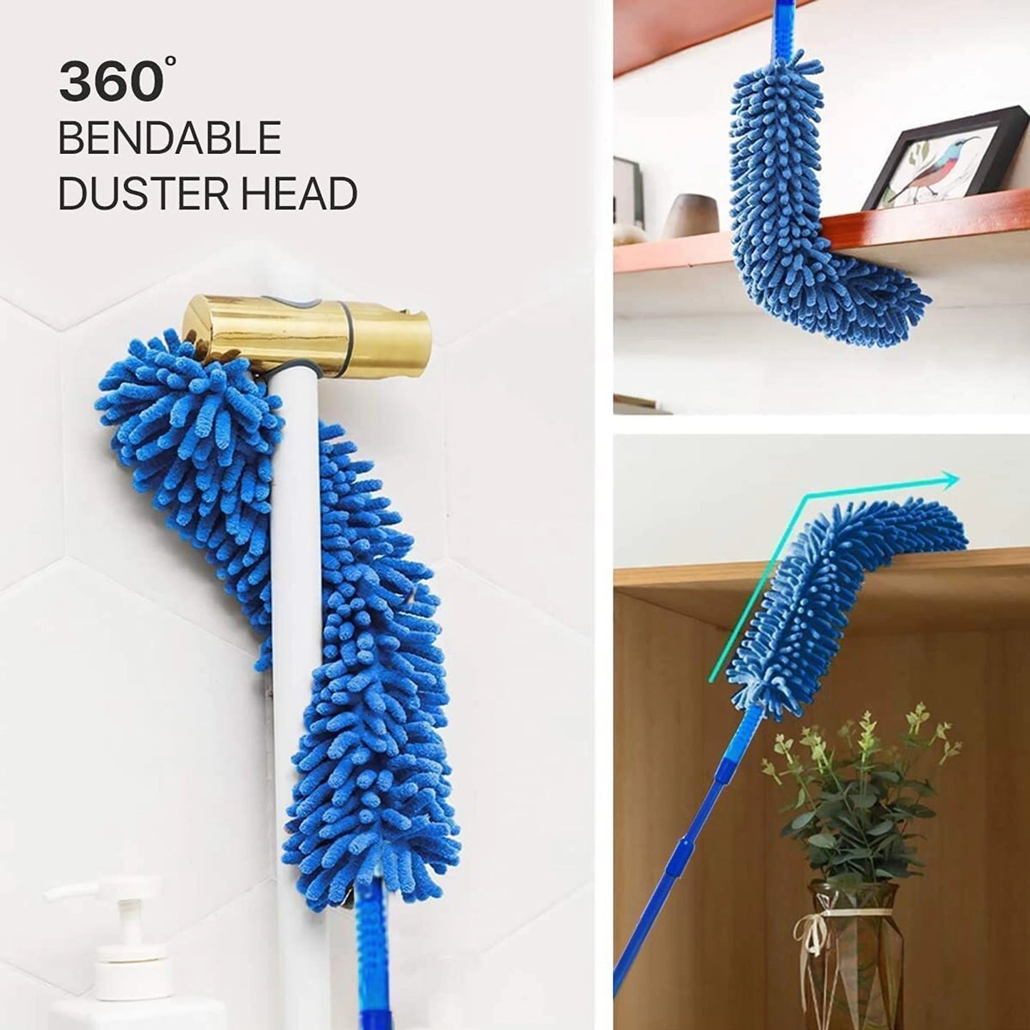 Microfiber Fan Duster – Flexible, Extendable for Easy Cleaning | Velvet Wipe